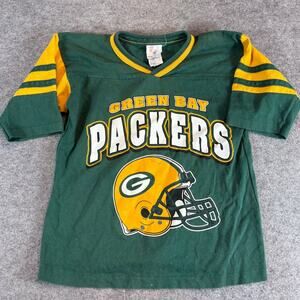 Vintage 90s Green Bay Packers Jersey Boys Size 7 Large NFL Football Graphic USA